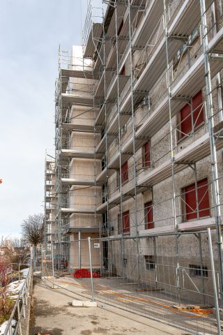 Réalisation et installation de deux cages d’ascenseur en ossature bois CLT à La Chaux-de-Fonds