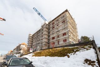 Réalisation et installation de deux cages d’ascenseur en ossature bois CLT à La Chaux-de-Fonds